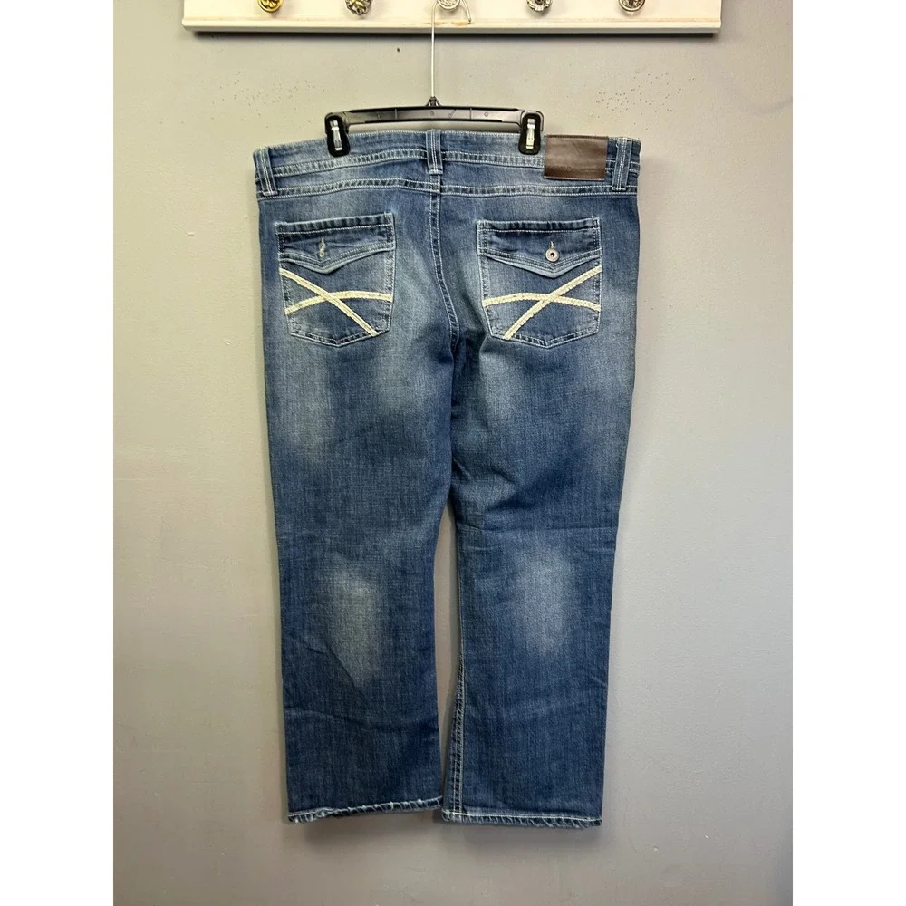 TK Axel Jeans Mens 40x30 Blue Slim Boot Medium Wash Contrast‎ Stitch Flap Pocket